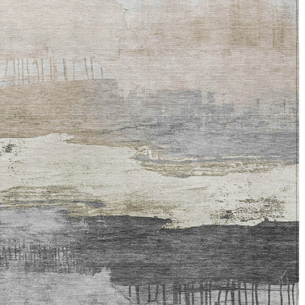 HomeRoots 8' X 10' Ivory Beige Abstract Area Rug - Durable, Washable Design for Indoor & Outdoor Spaces 623782