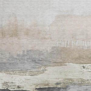 HomeRoots 9' X 12' Elegant Ivory & Beige Abstract Area Rug - Washable, Durable for Indoor & Outdoor Spaces 623783
