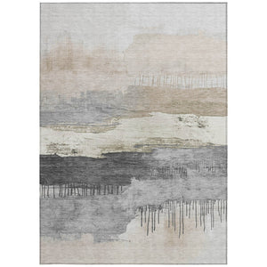 HomeRoots 9' X 12' Elegant Ivory & Beige Abstract Area Rug - Washable, Durable for Indoor & Outdoor Spaces 623783