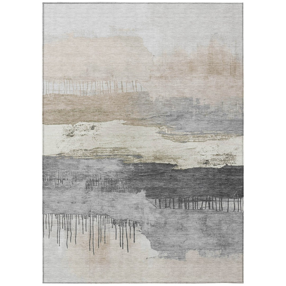 HomeRoots 10' Ivory and Beige Abstract Washable Indoor/Outdoor Area Rug – Stylish, Durable, and Easy-Clean Design! 623784