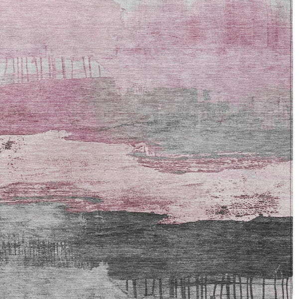 HomeRoots 5' X 8' Pink and Charcoal Abstract Area Rug – Stylish, Washable, Durable for Indoor & Outdoor Use 623798