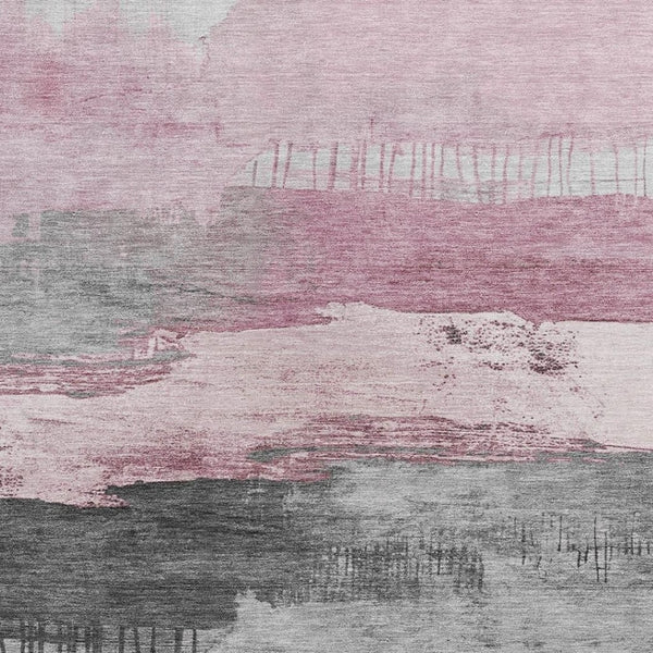 HomeRoots 8' X 10' Washable Pink & Charcoal Abstract Area Rug – Durable, Stylish, and Perfect for Indoor/Outdoor Use! 623800
