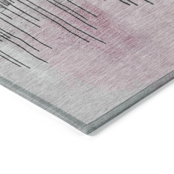 HomeRoots 9' X 12' Pink and Charcoal Abstract Washable Area Rug - Modern Indoor/Outdoor Design, Easy Care! 623801