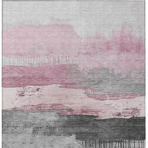 HomeRoots 10' Pink and Charcoal Abstract Indoor-Out Area Rug - Washable, Durable, Modern Design for All Spaces 623802