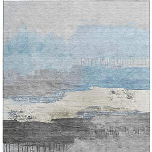 HomeRoots 8' X 10' Sky Blue and Charcoal Abstract Area Rug - Durable, Machine Washable for Indoor & Outdoor Use 623806