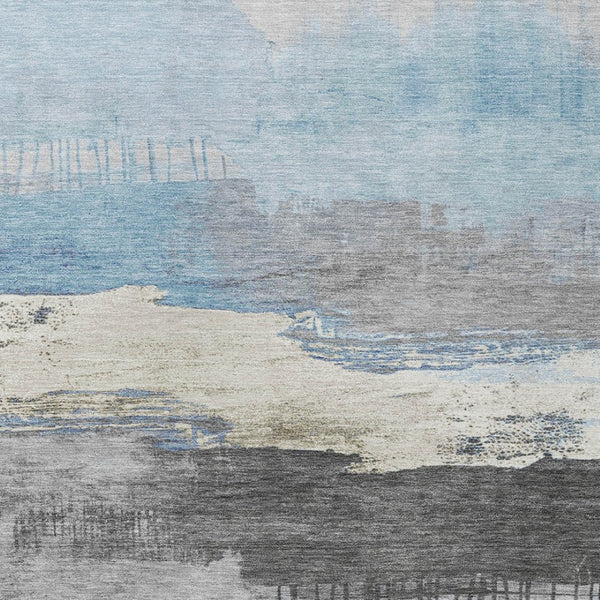 HomeRoots 9' Sky Blue & Charcoal Washable Area Rug - Stylish Indoor/Outdoor Design for High-Traffic Spaces 623807