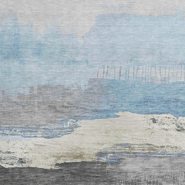 HomeRoots 9' Sky Blue & Charcoal Washable Area Rug - Stylish Indoor/Outdoor Design for High-Traffic Spaces 623807