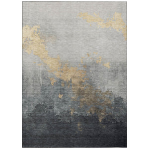 HomeRoots 5' X 8' Stylish Gold and Charcoal Abstract Area Rug - Durable, Washable for Indoor/Outdoor Use! 623822