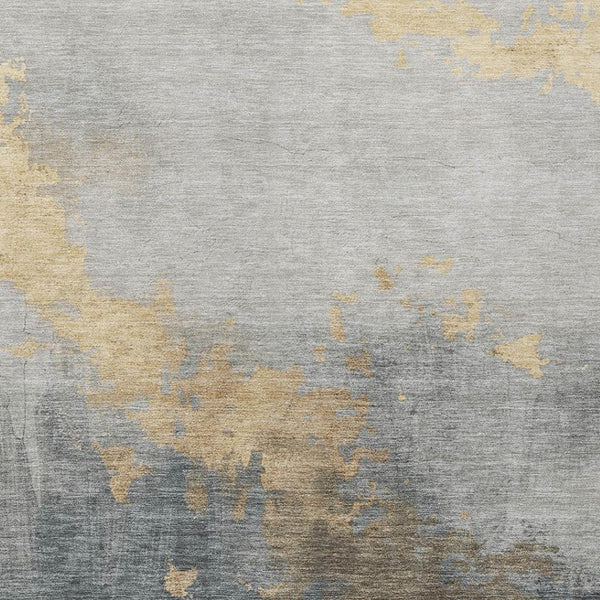 HomeRoots 8' X 10' Gold and Charcoal Abstract Washable Area Rug - Stylish, Durable Indoor/Outdoor Essential! 623824