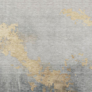 HomeRoots 9' Gold and Charcoal Abstract Area Rug - Stylish, Washable Indoor/Outdoor Design for Modern Spaces 623825