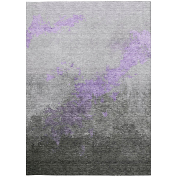 HomeRoots 8' X 10' Stylish Lavender and Charcoal Abstract Area Rug - Durable, Washable, Indoor/Outdoor Use! 623830