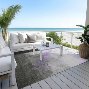 HomeRoots 8' X 10' Stylish Lavender and Charcoal Abstract Area Rug - Durable, Washable, Indoor/Outdoor Use! 623830