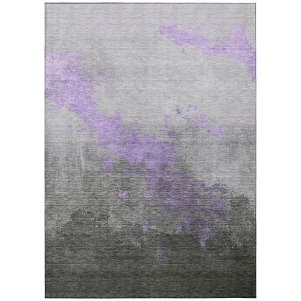 HomeRoots 8' X 10' Stylish Lavender and Charcoal Abstract Area Rug - Durable, Washable, Indoor/Outdoor Use! 623830