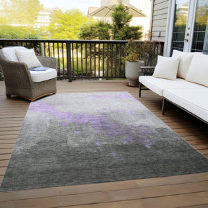 HomeRoots 8' X 10' Stylish Lavender and Charcoal Abstract Area Rug - Durable, Washable, Indoor/Outdoor Use! 623830