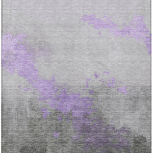 HomeRoots 10' X 14' Contemporary Lavender and Charcoal Abstract Washable Area Rug for Indoor or Outdoor Use 623832