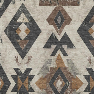 HomeRoots 8' X 10' Aztec Area Rug - Stylish Beige, Brown & Charcoal Design for Indoor/Outdoor Use, Washable! 623848