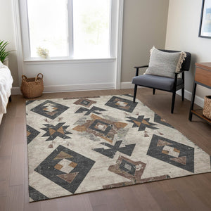 HomeRoots 9' X 12' Aztec Washable Indoor Outdoor Area Rug - Durable, Stylish, and Perfect for High-Traffic Spaces 623849