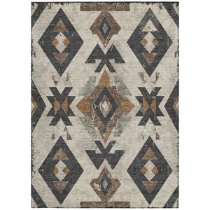 HomeRoots 10' Durable Aztec Indoor/Outdoor Area Rug in Beige, Brown & Charcoal - Washable, Stain-Resistant! 623850
