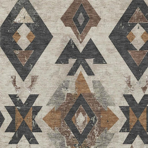 HomeRoots 10' Durable Aztec Indoor/Outdoor Area Rug in Beige, Brown & Charcoal - Washable, Stain-Resistant! 623850
