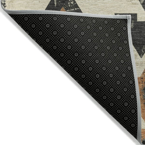 HomeRoots 5' X 8' Aztec Area Rug - Vibrant Ivory, Orange & Charcoal, Machine-Washable, Indoor/Outdoor Use 623864