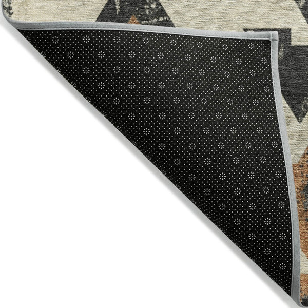 HomeRoots 5' X 8' Aztec Area Rug - Vibrant Ivory, Orange & Charcoal, Machine-Washable, Indoor/Outdoor Use 623864