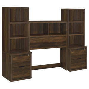 English Elm Geary Twin Bookcase Headboard Set with Nightstands Usb Charging Matte Finish Dark Brown B062S01698