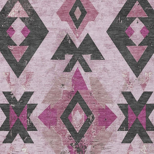 HomeRoots 10' Aztec Indoor Outdoor Area Rug in Pink, Charcoal & Mauve - Washable, Durable & Stylish Design 623874