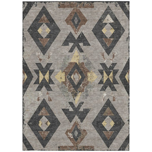 HomeRoots 9' Aztec Indoor Outdoor Area Rug - Taupe Charcoal Wheat, Washable, Durable, Pet-Friendly Design 623885