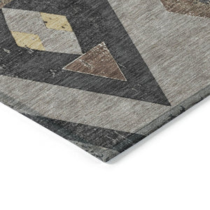 HomeRoots 9' Aztec Indoor Outdoor Area Rug - Taupe Charcoal Wheat, Washable, Durable, Pet-Friendly Design 623885