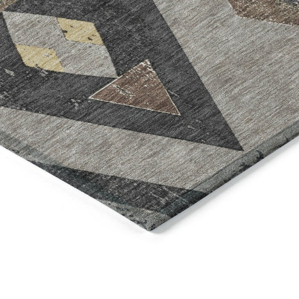 HomeRoots 9' Aztec Indoor Outdoor Area Rug - Taupe Charcoal Wheat, Washable, Durable, Pet-Friendly Design 623885