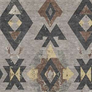 HomeRoots 10' Washable Aztec Area Rug in Taupe, Charcoal & Wheat – Durable, Stylish for Indoor/Outdoor Use! 623886