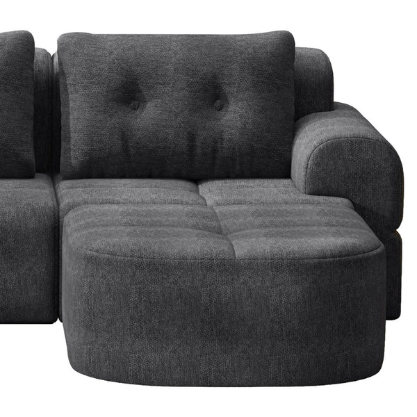 English Elm Modular Sectional Sofa with Chaise Full Foam Build Woven Fabric for Living Room Dark Grey W2379S00007