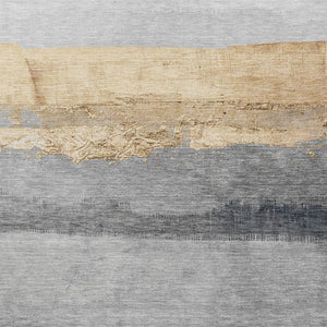 HomeRoots 8' X 10' Stylish Gold and Gray Striped Area Rug – Durable, Washable for Indoor/Outdoor Use! 623902