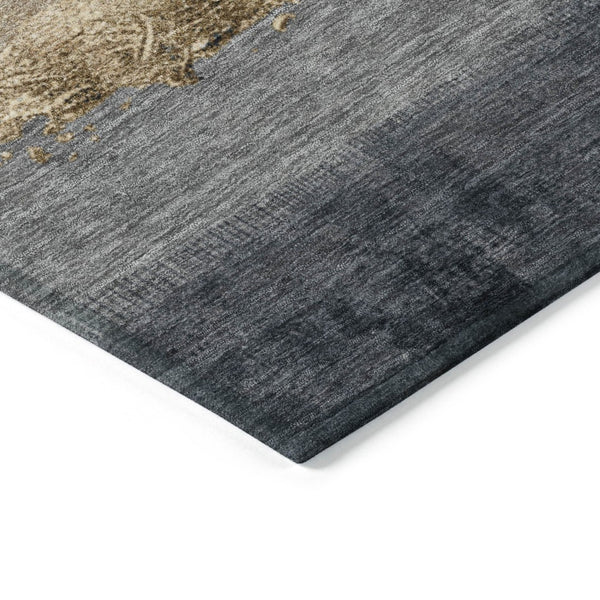 HomeRoots 9' Gold and Gray Striped Washable Area Rug – Durable, Stylish Indoor/Outdoor Design for High Traffic Spaces 623903