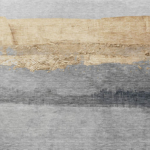 HomeRoots 9' Gold and Gray Striped Washable Area Rug – Durable, Stylish Indoor/Outdoor Design for High Traffic Spaces 623903