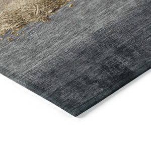 HomeRoots 10' Gold and Gray Striped Washable Indoor Outdoor Area Rug - Durable, Stylish, and Easy-Care Design 623904