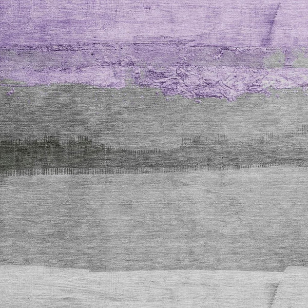 HomeRoots 5' X 8' Stylish Lavender and Gray Striped Rug - Durable, Washable, Indoor/Outdoor Use, Pet Friendly! 623906