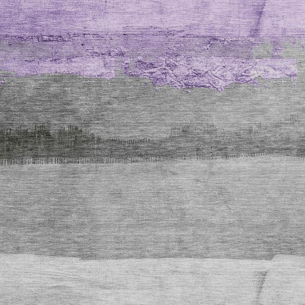 HomeRoots 8' X 10' Stylish Lavender & Gray Striped Indoor/Outdoor Area Rug - Durable, Washable & Versatile 623908
