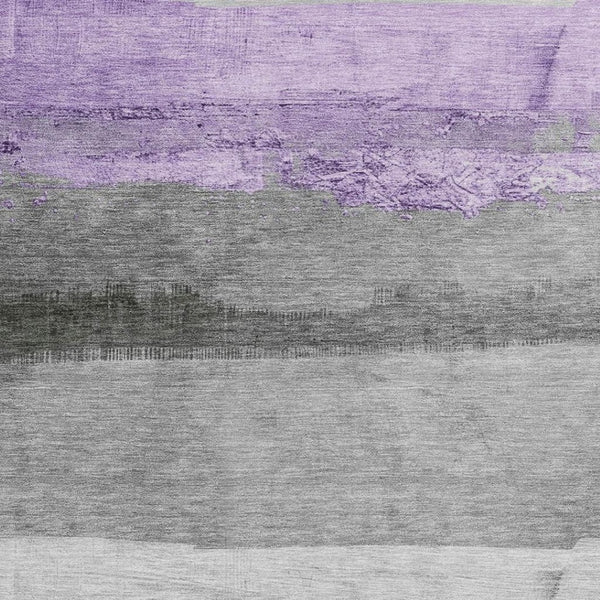 HomeRoots 9' X 12' Stylish Lavender and Gray Striped Washable Area Rug for Indoor or Outdoor Living Spaces 623909