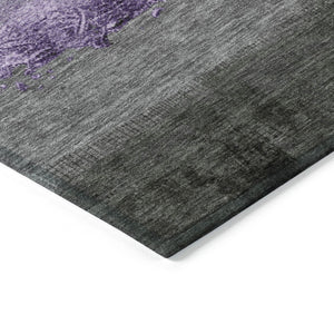 HomeRoots 10' Lavender & Gray Striped Washable Indoor Outdoor Area Rug - Durable, Stylish, and Easy-Care Solution 623910
