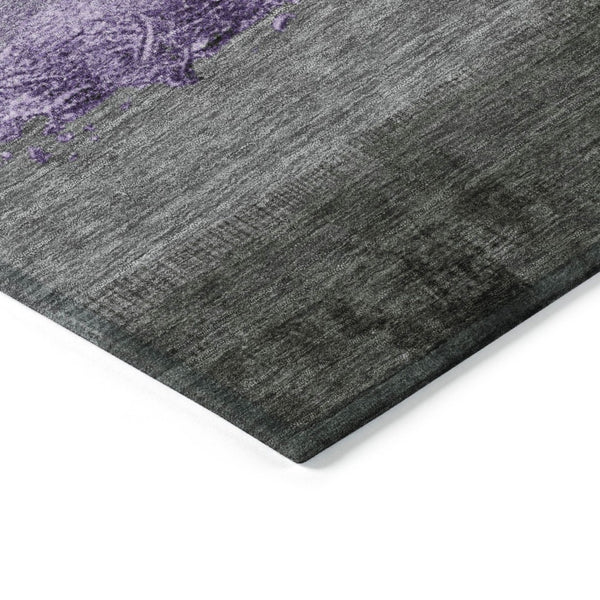 HomeRoots 10' Lavender & Gray Striped Washable Indoor Outdoor Area Rug - Durable, Stylish, and Easy-Care Solution 623910