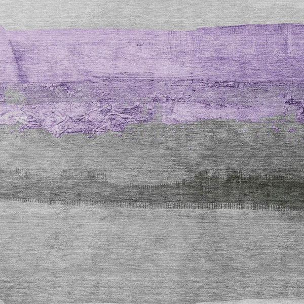 HomeRoots 10' Lavender & Gray Striped Washable Indoor Outdoor Area Rug - Durable, Stylish, and Easy-Care Solution 623910
