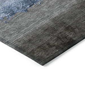 HomeRoots 5' X 8' Stylish Sky Blue and Gray Striped Washable Rug for Indoor-Outdoor Versatility & Durability 623912