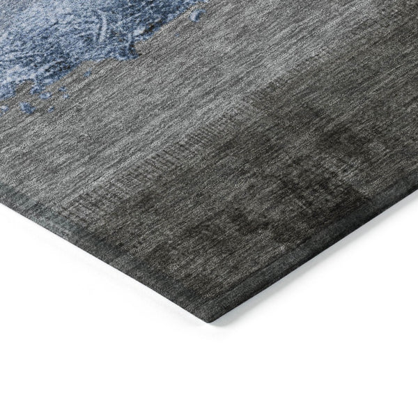 HomeRoots 5' X 8' Stylish Sky Blue and Gray Striped Washable Rug for Indoor-Outdoor Versatility & Durability 623912
