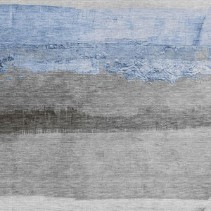 HomeRoots 5' X 8' Stylish Sky Blue and Gray Striped Washable Rug for Indoor-Outdoor Versatility & Durability 623912