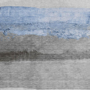 HomeRoots 8' X 10' Sky Blue & Gray Striped Washable Area Rug - Stylish, Durable, Perfect for Indoor/Outdoor Spaces 623914