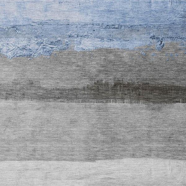 HomeRoots 9' X 12' Sky Blue & Gray Striped Washable Area Rug - Stylish, Durable, Indoor/Outdoor Versatility! 623915