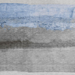 HomeRoots 10' Sky Blue & Gray Striped Area Rug - Durable, Washable, Indoor/Outdoor Design for Stylish Spaces 623916
