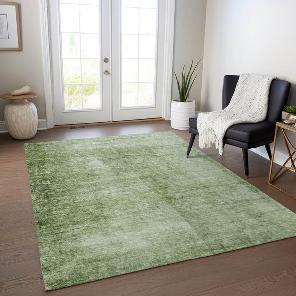 HomeRoots 5' Stylish Artichoke Green & Ivory Abstract Washable Area Rug for Indoor/Outdoor Use, Durable & Versatile 623918