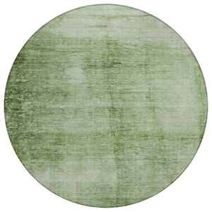 HomeRoots 8' Artichoke Green & Ivory Round Abstract Washable Area Rug - Stylish, Durable, Indoor/Outdoor Essential 623919